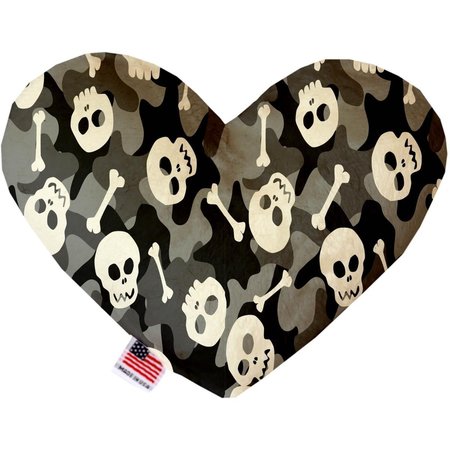 MIRAGE PET PRODUCTS Gray Camo Skulls 8 in. Stuffing Free Heart Dog Toy 1340-SFTYHT8